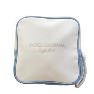 DOLCE & GABBANA Light blue Costmetic Pouch bag White Blue Piping Silver Zipper